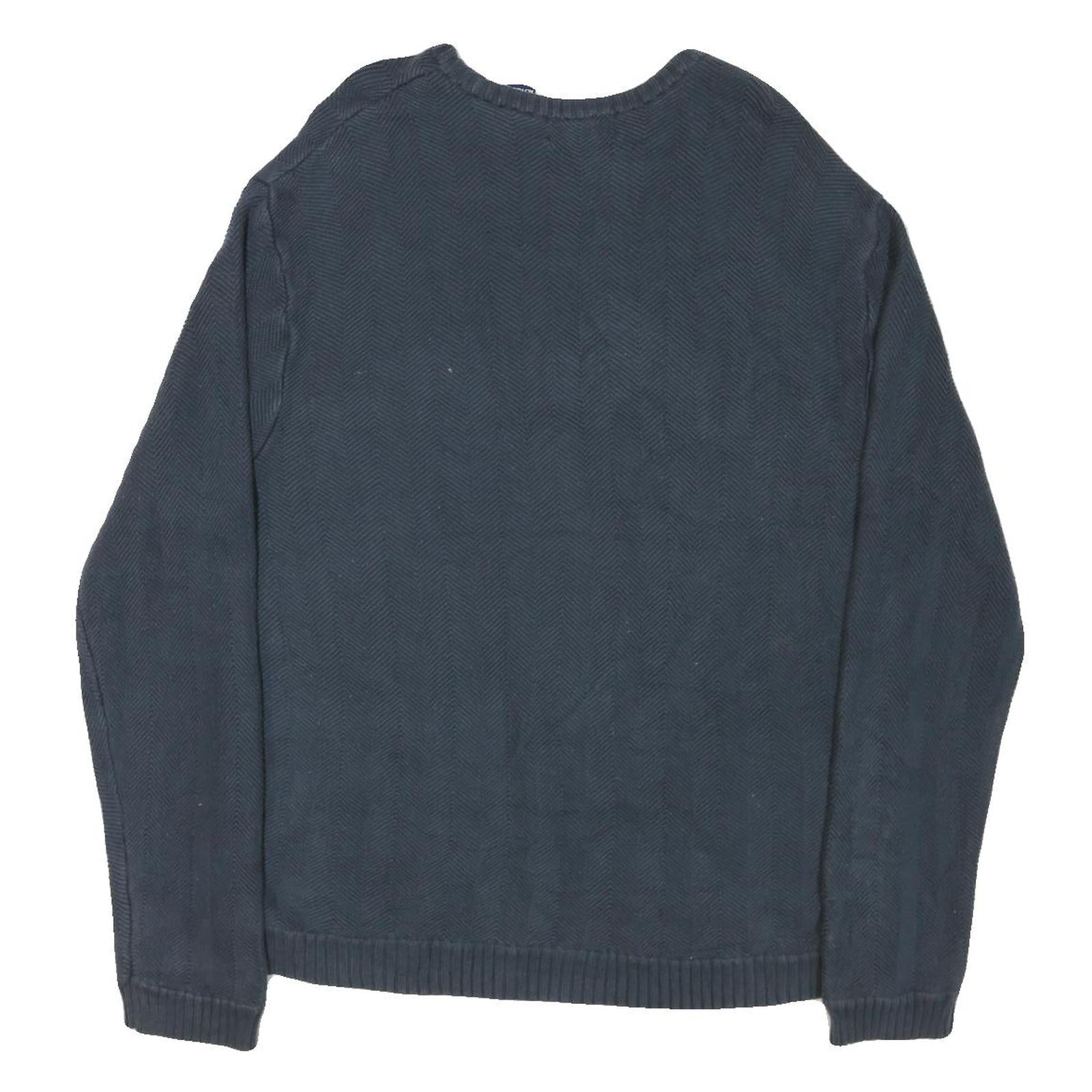 CHAPS Mens Blue Plain Crew Neck Basic Knit Jumper XL Classic Cotton Blend