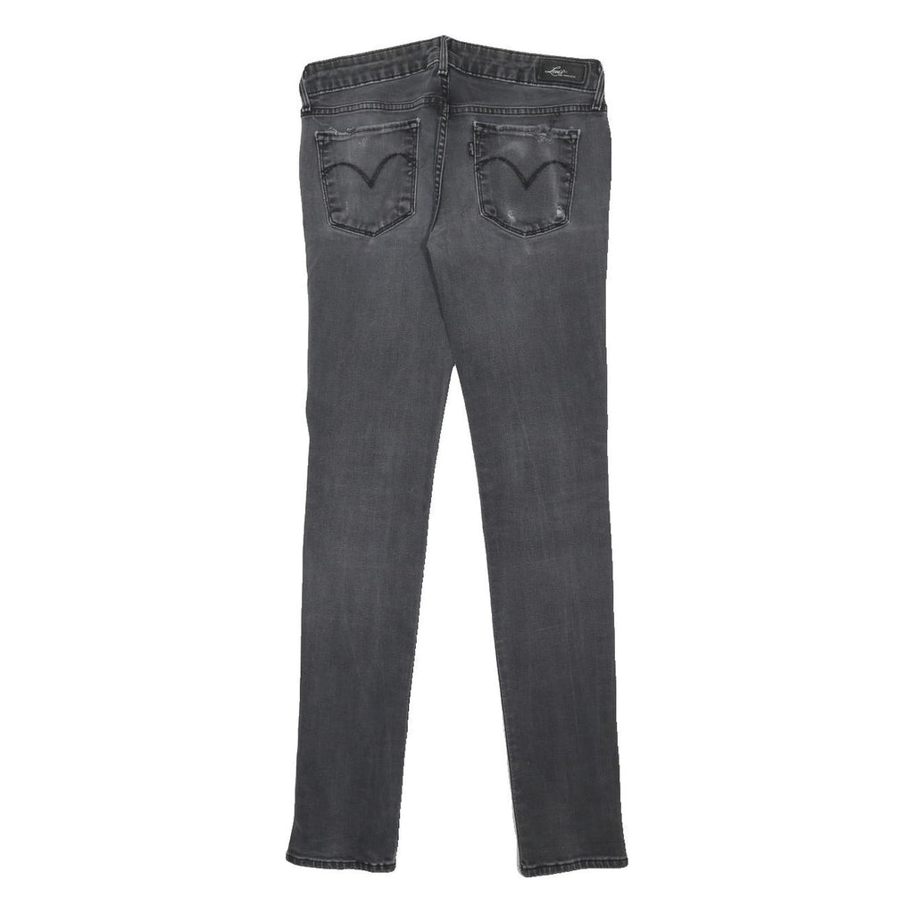 LEVI'S Womens Slim Black Denim Jeans W29 L31 Zip Cotton Blend Stylish Fit