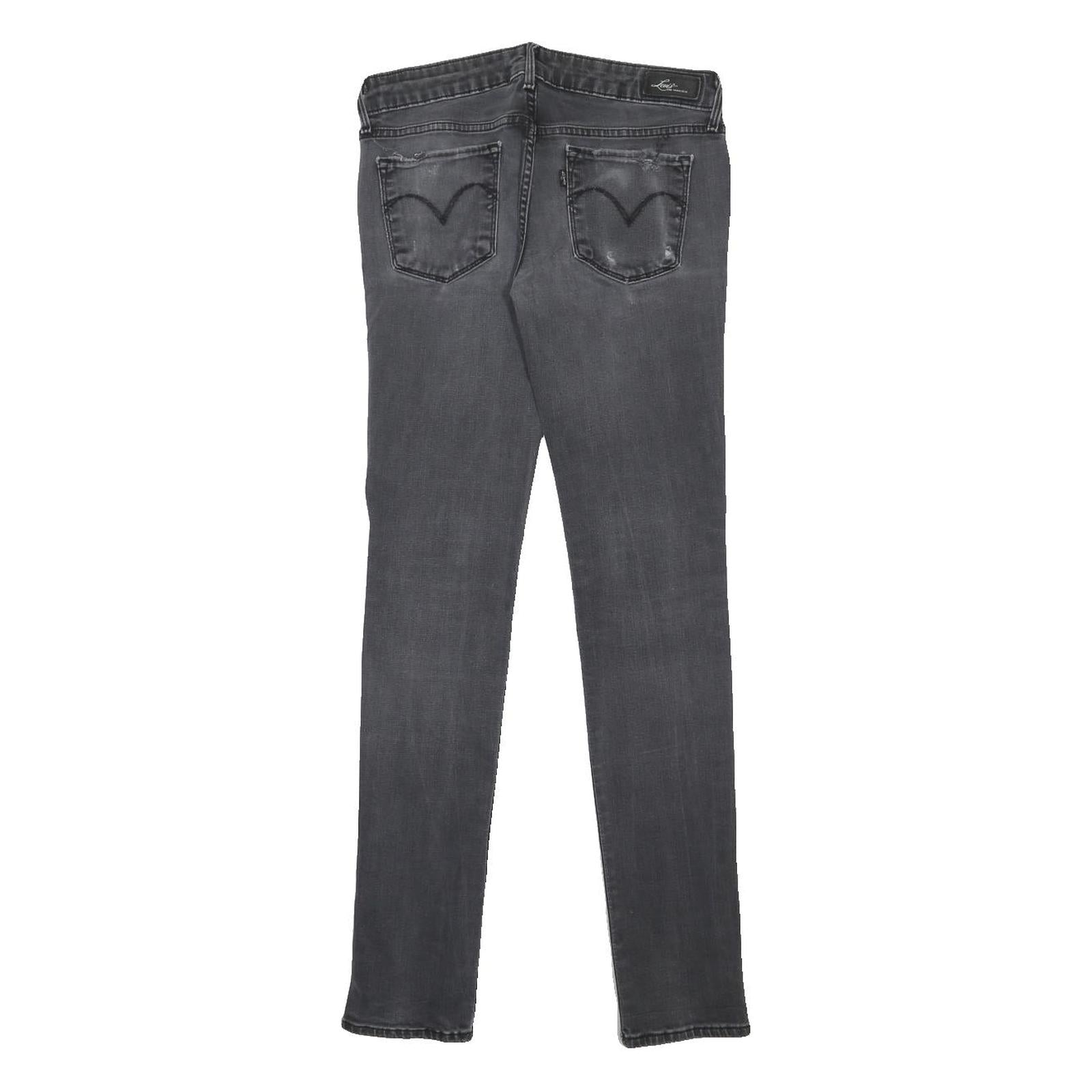 LEVI'S Womens Slim Black Denim Jeans W29 L31 Zip Cotton Blend Stylish Fit