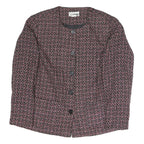 C.M SHAPES Womens Black & Pink Checked Tailored Button Blazer L Polyester Blend