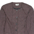 C.M SHAPES Womens Black & Pink Checked Tailored Button Blazer L Polyester Blend