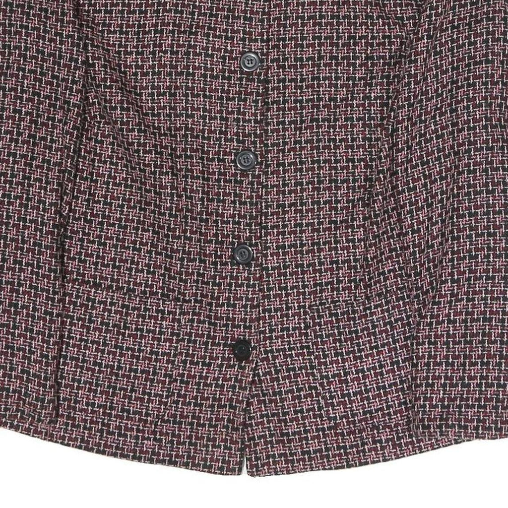 C.M SHAPES Womens Black & Pink Checked Tailored Button Blazer L Polyester Blend