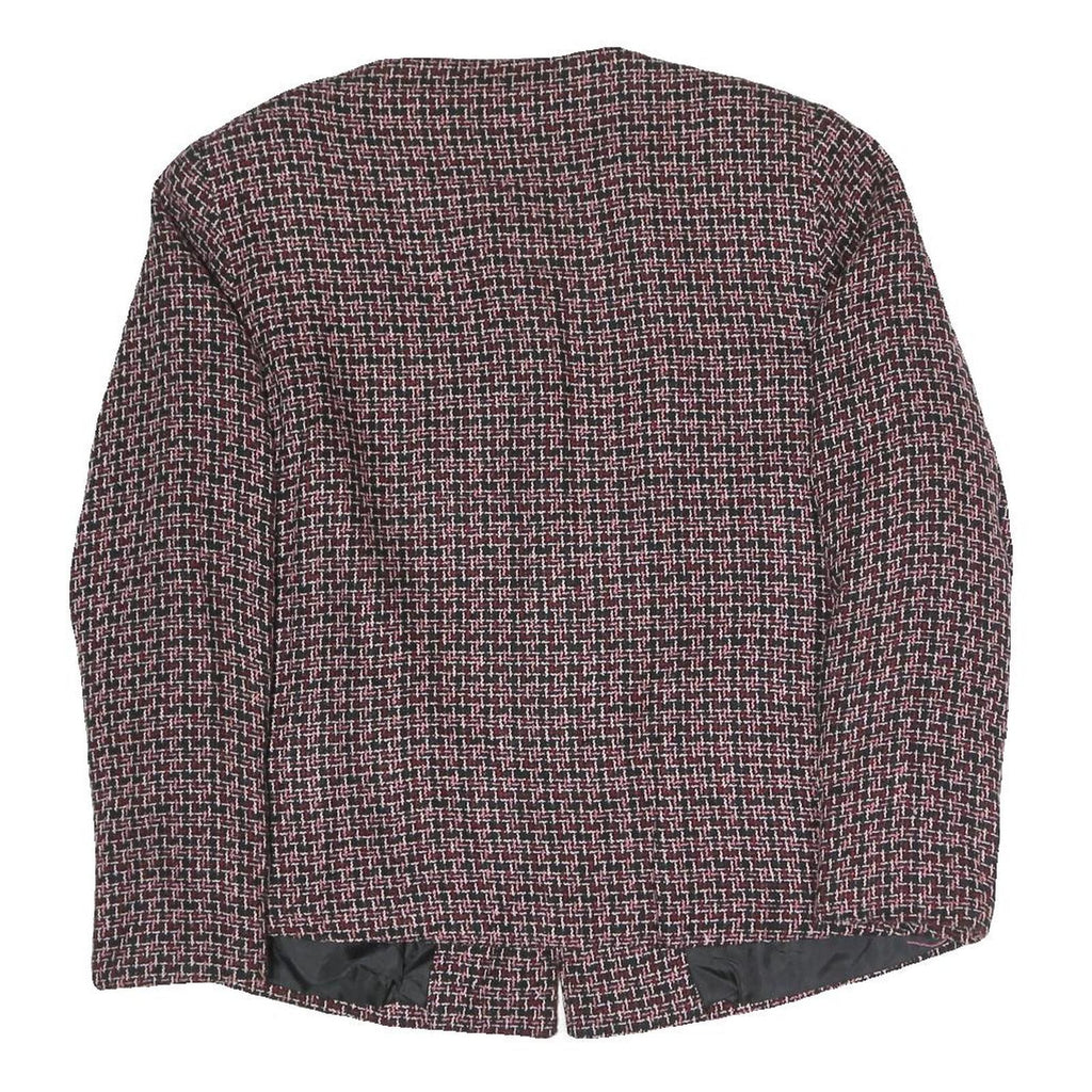 C.M SHAPES Womens Black & Pink Checked Tailored Button Blazer L Polyester Blend