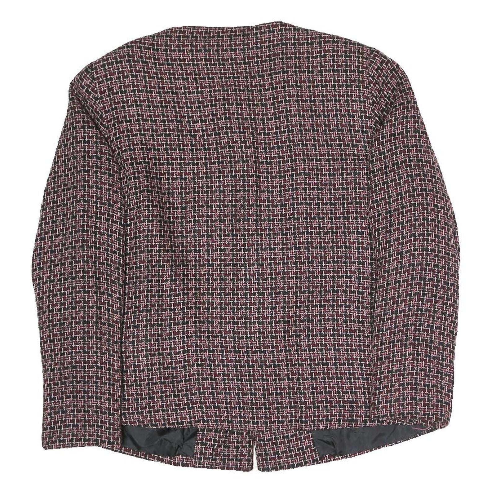 C.M SHAPES Womens Black & Pink Checked Tailored Button Blazer L Polyester Blend