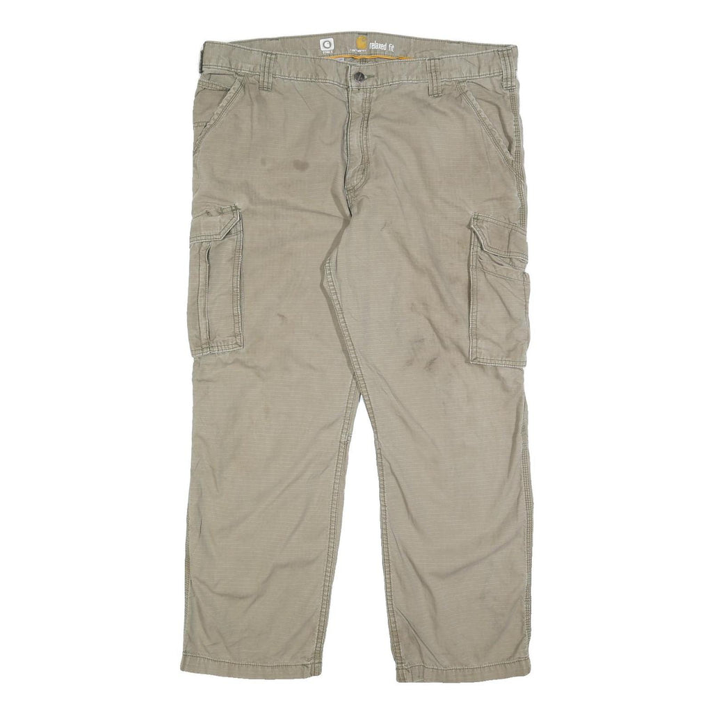 CARHARTT Mens Cotton Beige Relaxed Cargo Trousers W40 L30 Workwear Casual