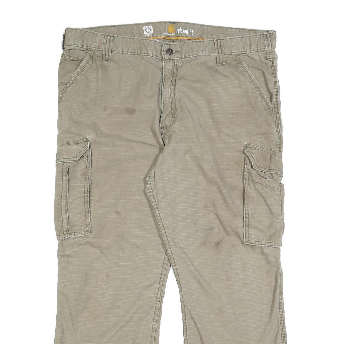 CARHARTT Mens Cotton Beige Relaxed Cargo Trousers W40 L30 Workwear Casual