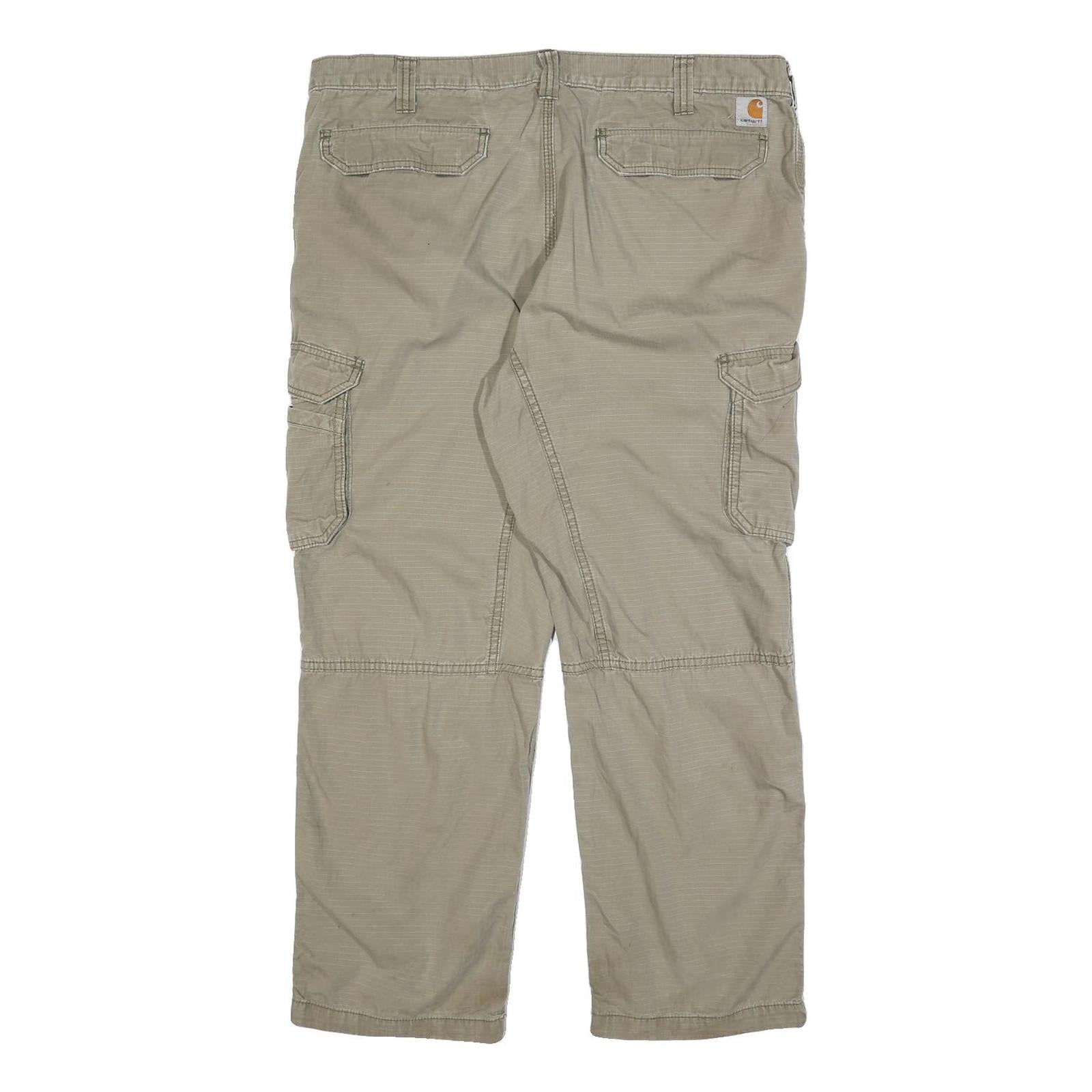 CARHARTT Mens Cotton Beige Relaxed Cargo Trousers W40 L30 Workwear Casual