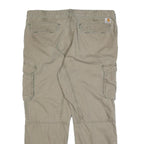CARHARTT Mens Cotton Beige Relaxed Cargo Trousers W40 L30 Workwear Casual