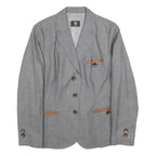 BOGNER Womens Grey Wool Tailored Jacket XL Button Plain Elegant Classic
