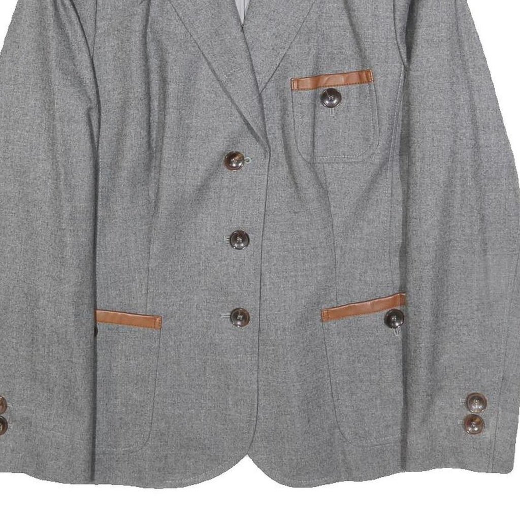 BOGNER Womens Grey Wool Tailored Jacket XL Button Plain Elegant Classic