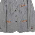 BOGNER Womens Grey Wool Tailored Jacket XL Button Plain Elegant Classic