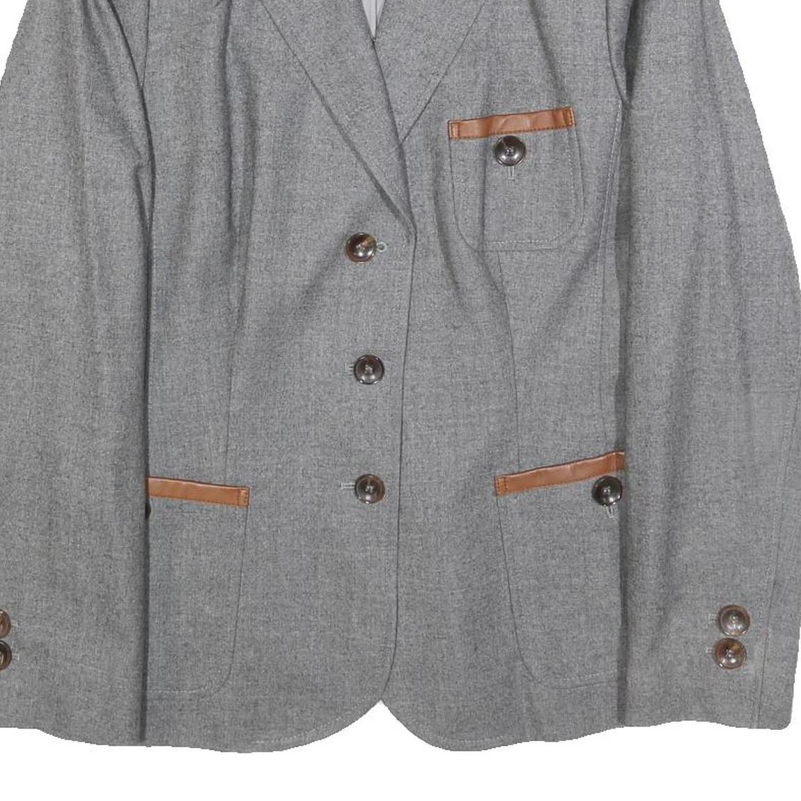 BOGNER Womens Grey Wool Tailored Jacket XL Button Plain Elegant Classic