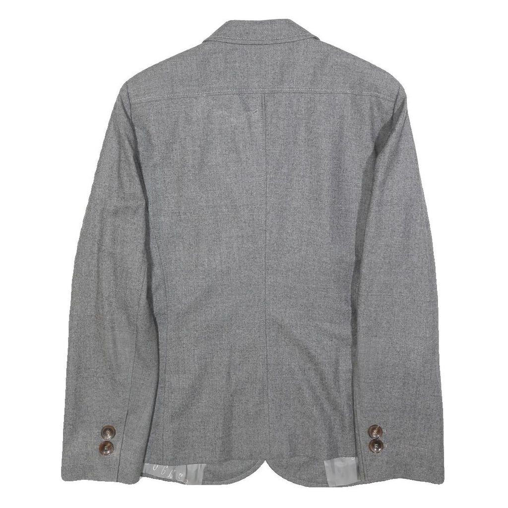 BOGNER Womens Grey Wool Tailored Jacket XL Button Plain Elegant Classic