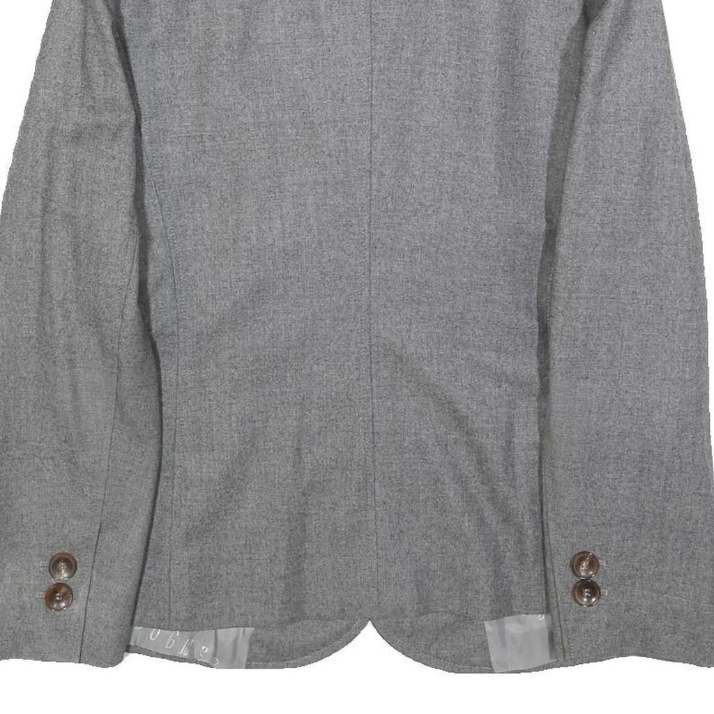 BOGNER Womens Grey Wool Tailored Jacket XL Button Plain Elegant Classic