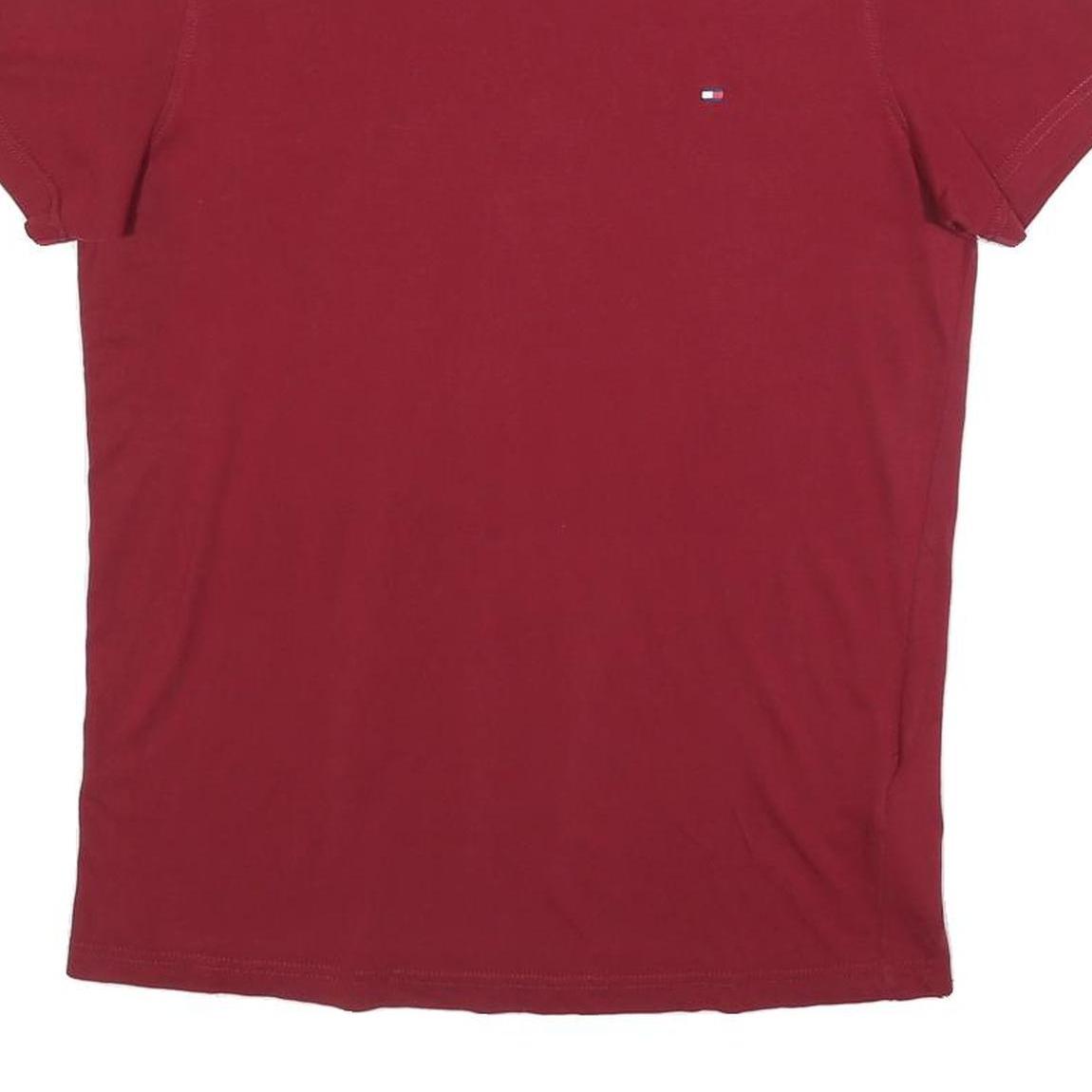 TOMMY HILFIGER Mens Maroon M Classic Crew Neck Short Sleeve T-Shirt Cotton