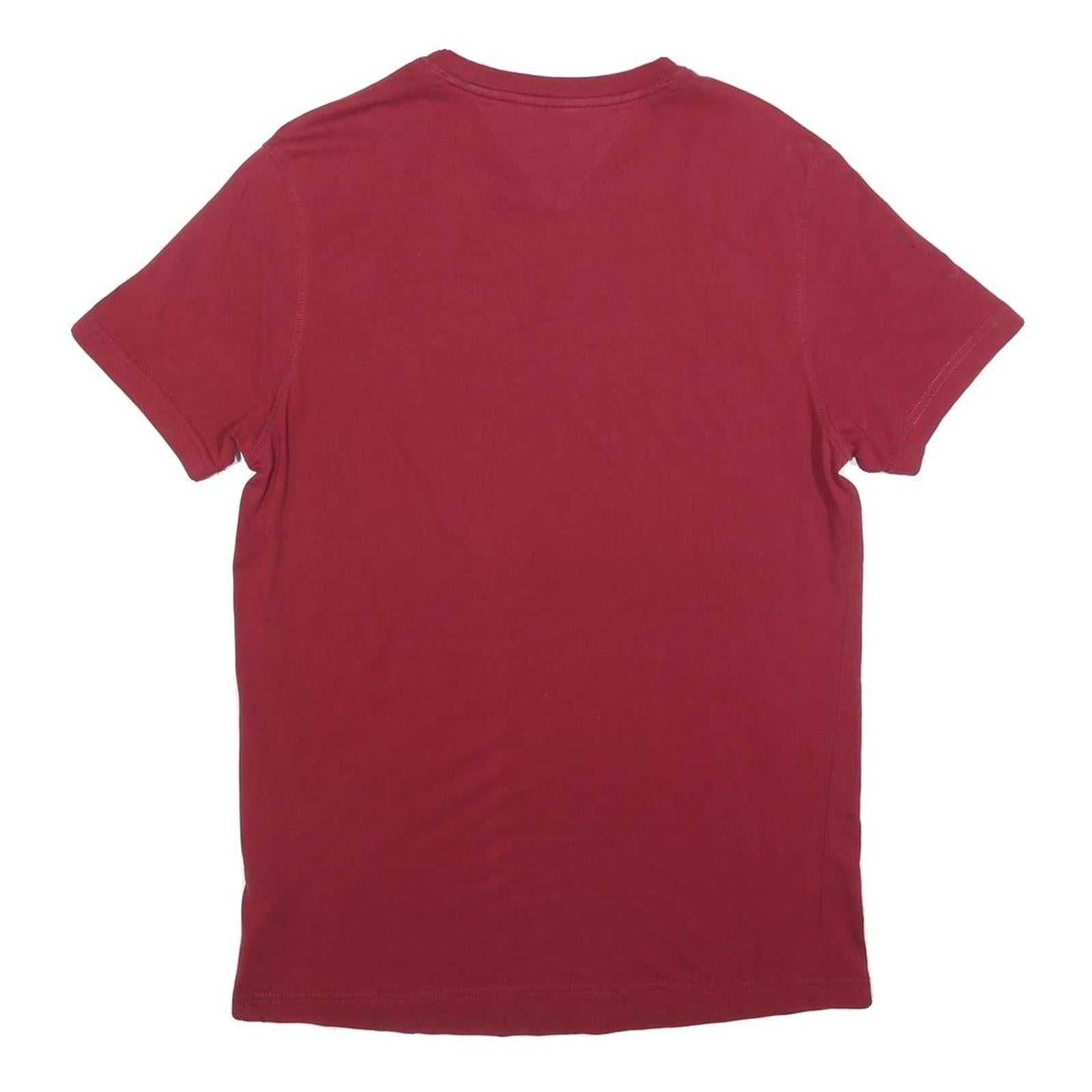 TOMMY HILFIGER Mens Maroon M Classic Crew Neck Short Sleeve T-Shirt Cotton