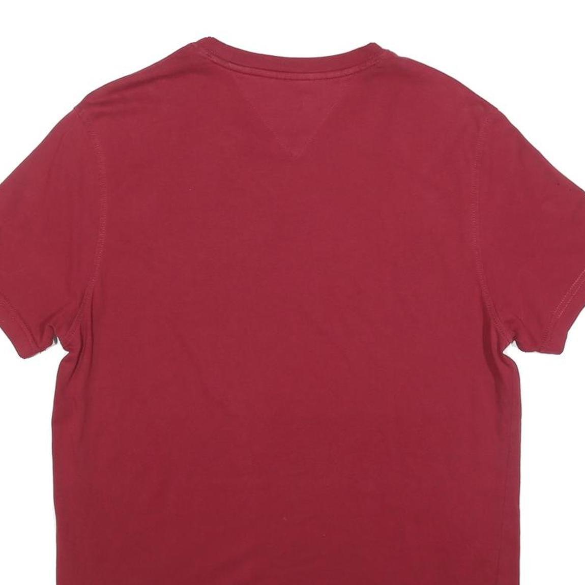TOMMY HILFIGER Mens Maroon M Classic Crew Neck Short Sleeve T-Shirt Cotton