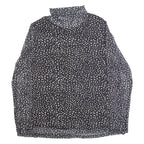 ESSENTIALS BY TCHIBO Womens Printed Top Black Roll Neck Long Sleeve Spotted L