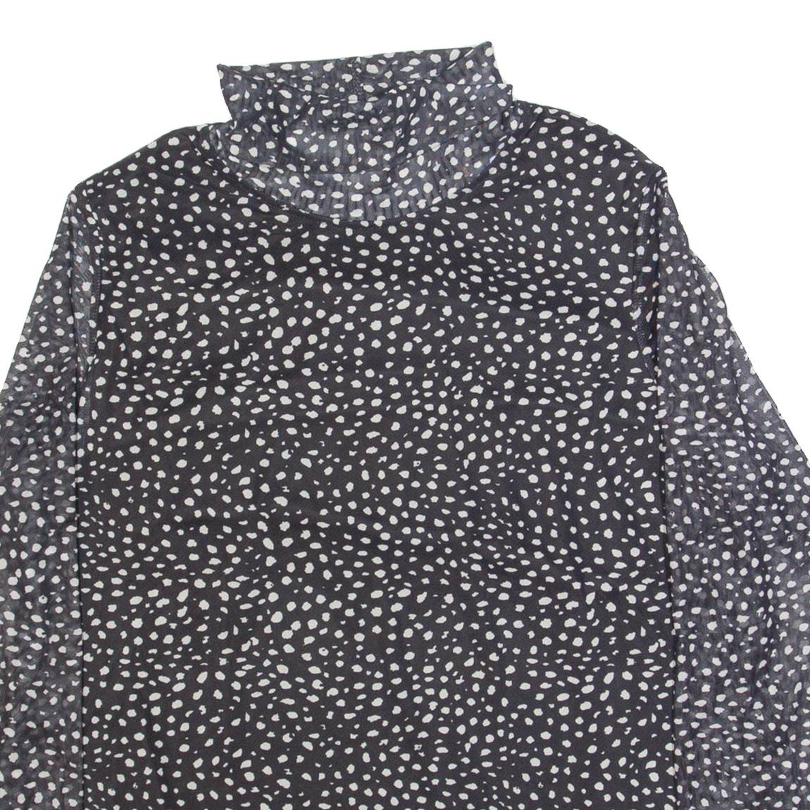 ESSENTIALS BY TCHIBO Womens Printed Top Black Roll Neck Long Sleeve Spotted L