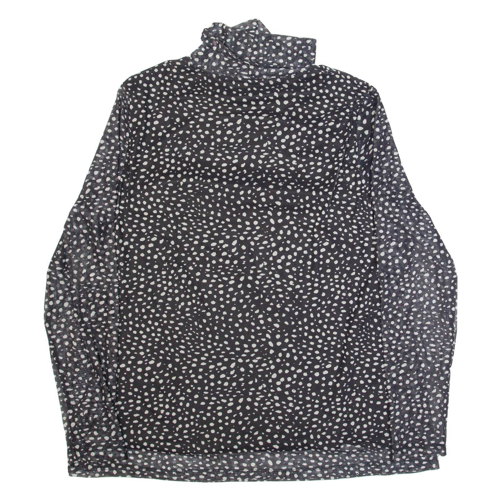 ESSENTIALS BY TCHIBO Womens Printed Top Black Roll Neck Long Sleeve Spotted L