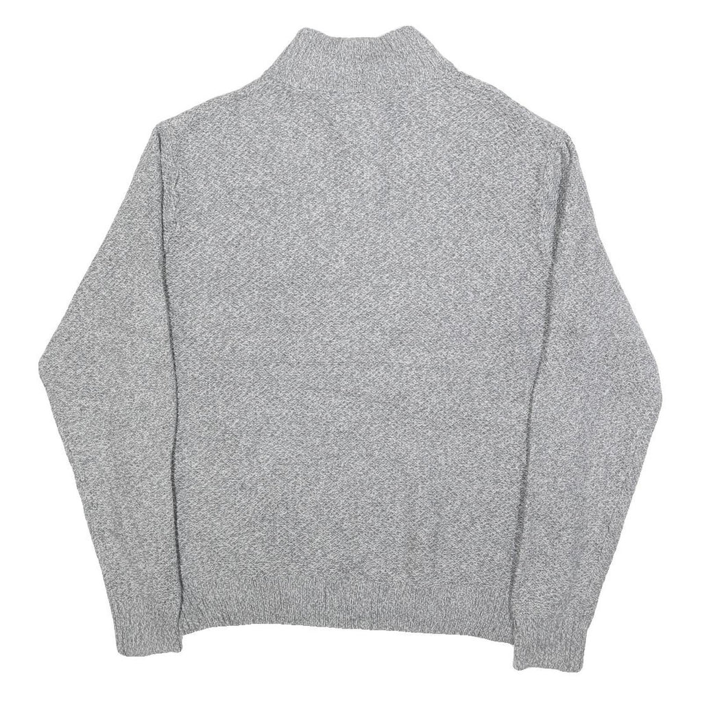 CHAPS Mens Grey Pullover Plain Cotton Crew Neck Basic Knit L Button Neck Jumper