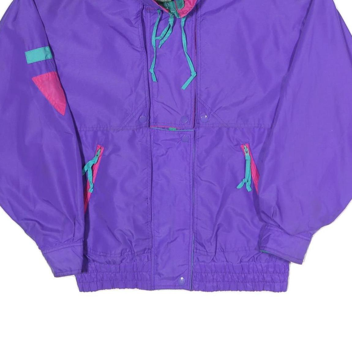 CABIN CREEK Womens Purple Nylon Zip Jacket M Vintage Colourblock Casual