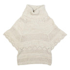 FAT FACE Womens Cream Plain Wool Blend Chunky Knit Roll Neck Jumper UK 10