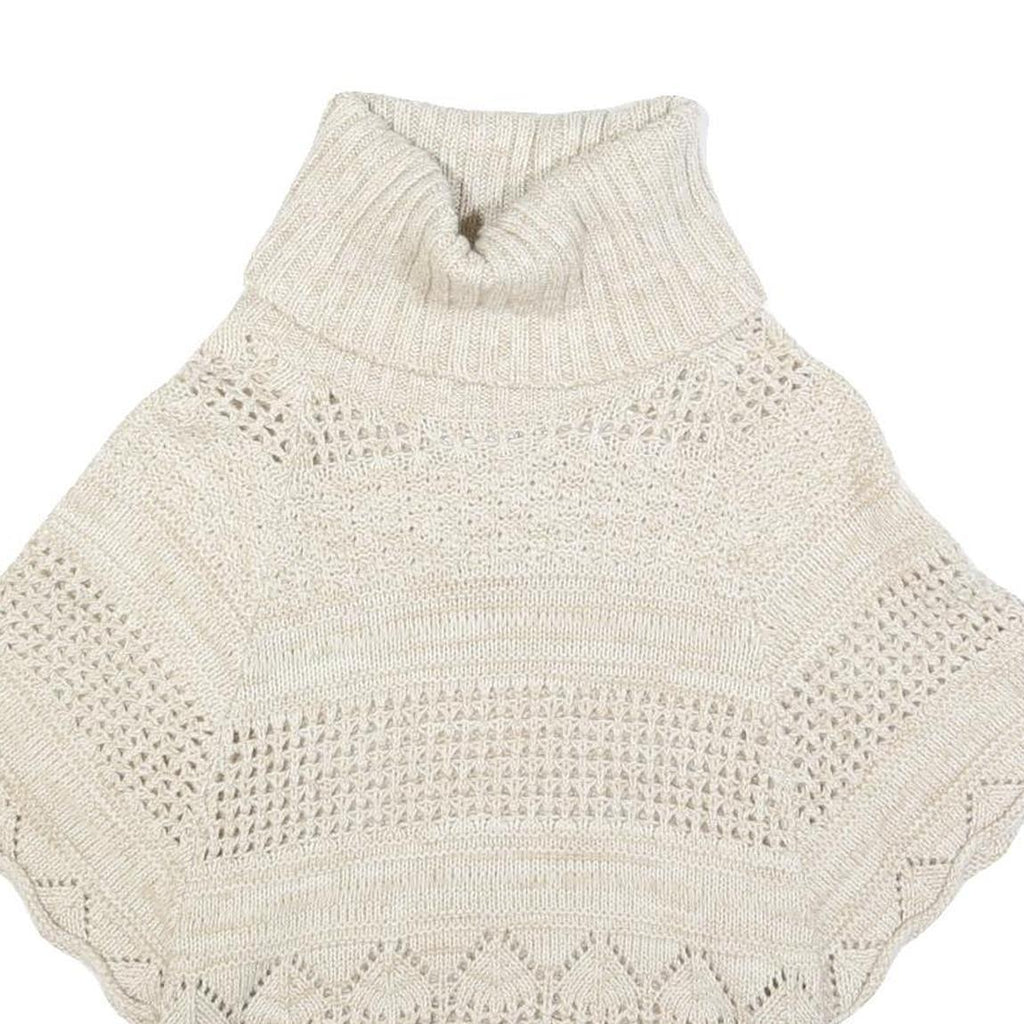 FAT FACE Womens Cream Plain Wool Blend Chunky Knit Roll Neck Jumper UK 10