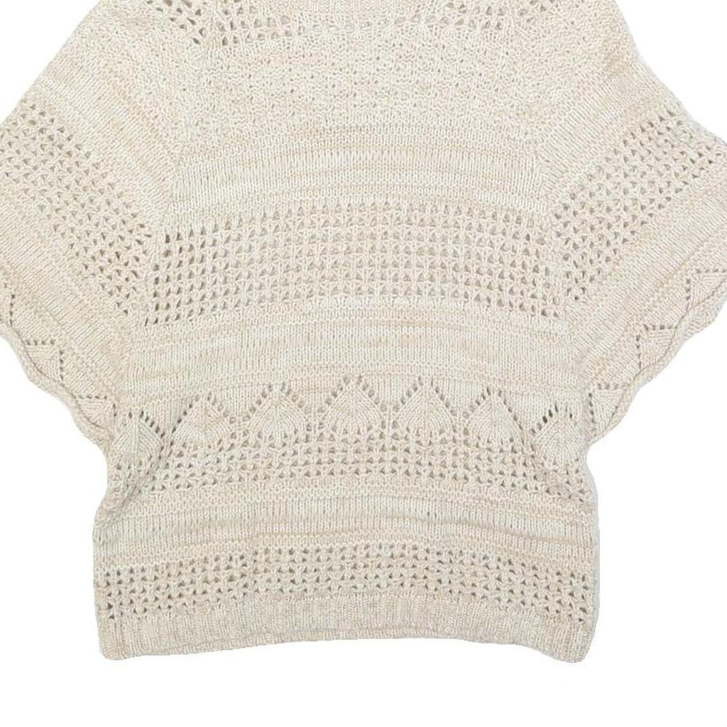 FAT FACE Womens Cream Plain Wool Blend Chunky Knit Roll Neck Jumper UK 10