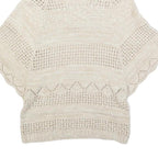 FAT FACE Womens Cream Plain Wool Blend Chunky Knit Roll Neck Jumper UK 10