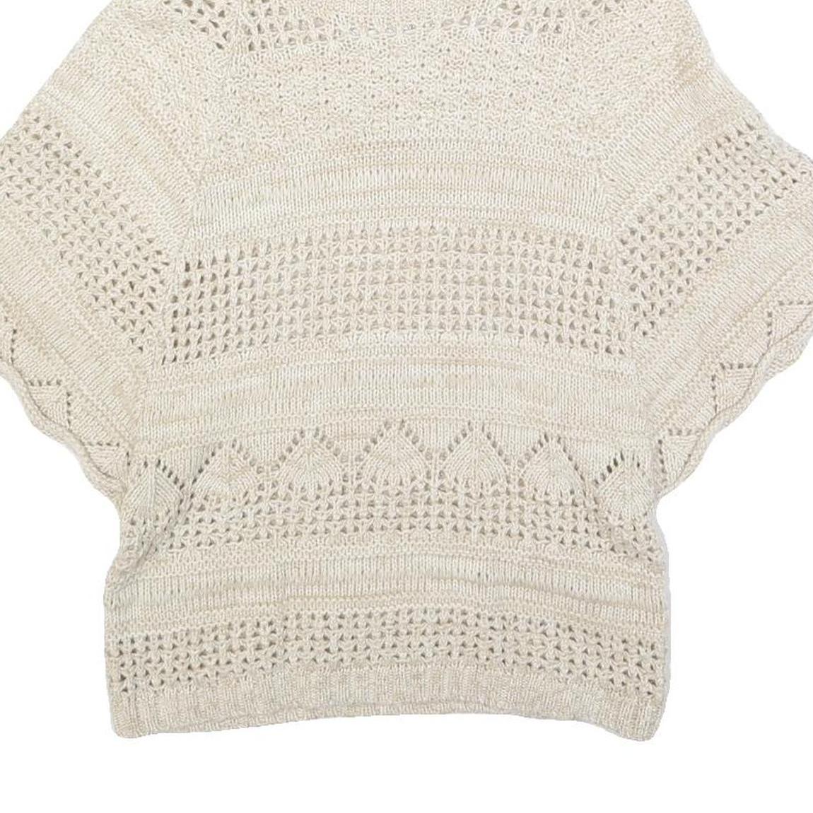 FAT FACE Womens Cream Plain Wool Blend Chunky Knit Roll Neck Jumper UK 10