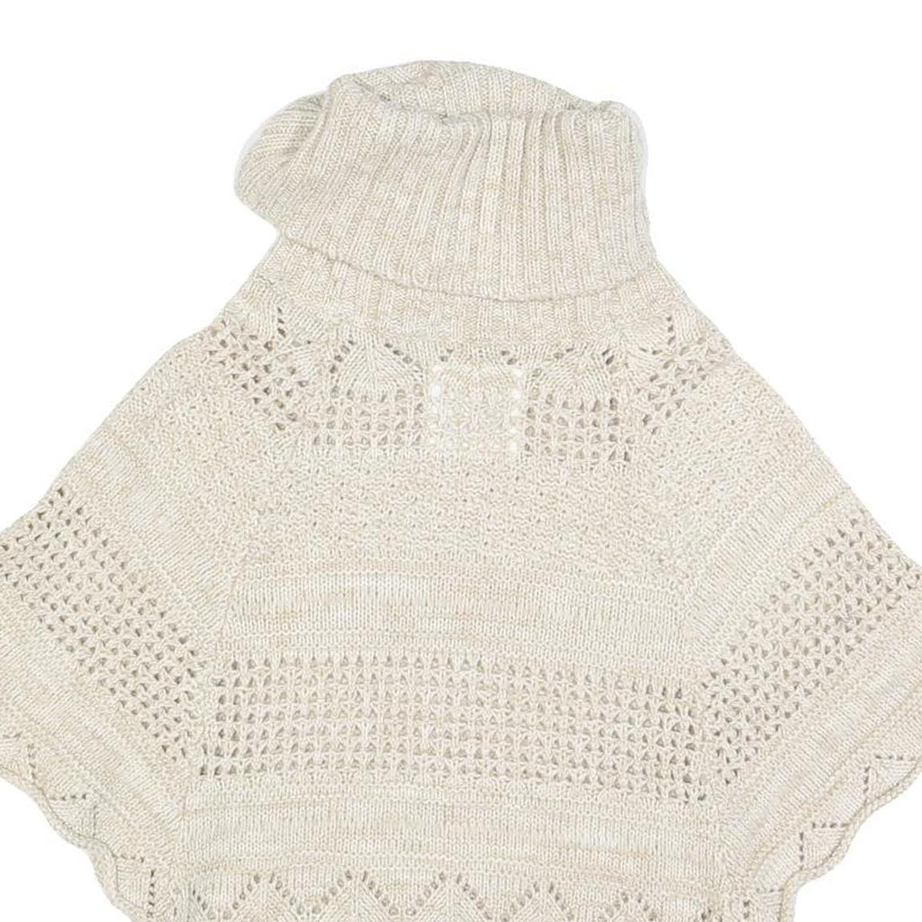 FAT FACE Womens Cream Plain Wool Blend Chunky Knit Roll Neck Jumper UK 10