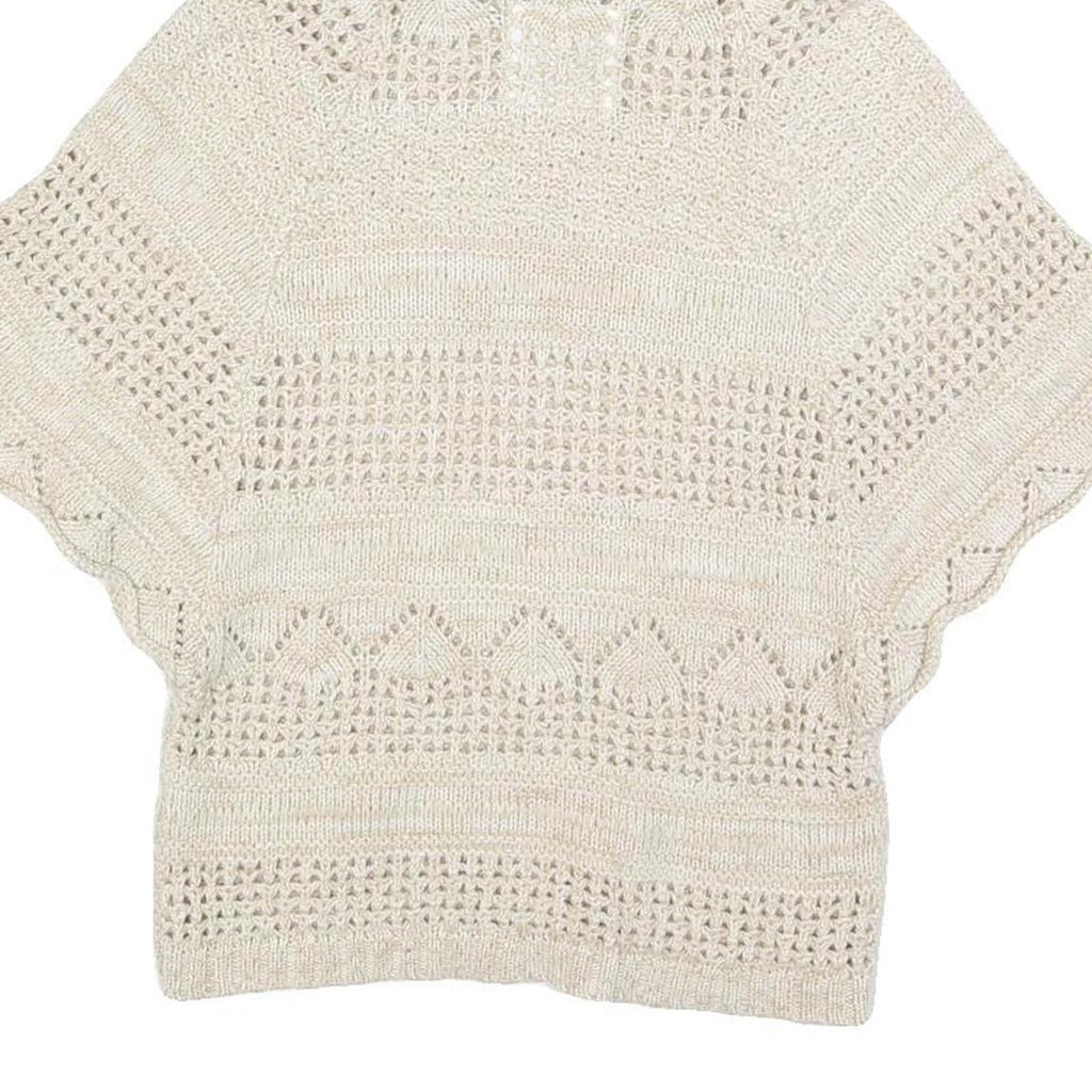 FAT FACE Womens Cream Plain Wool Blend Chunky Knit Roll Neck Jumper UK 10