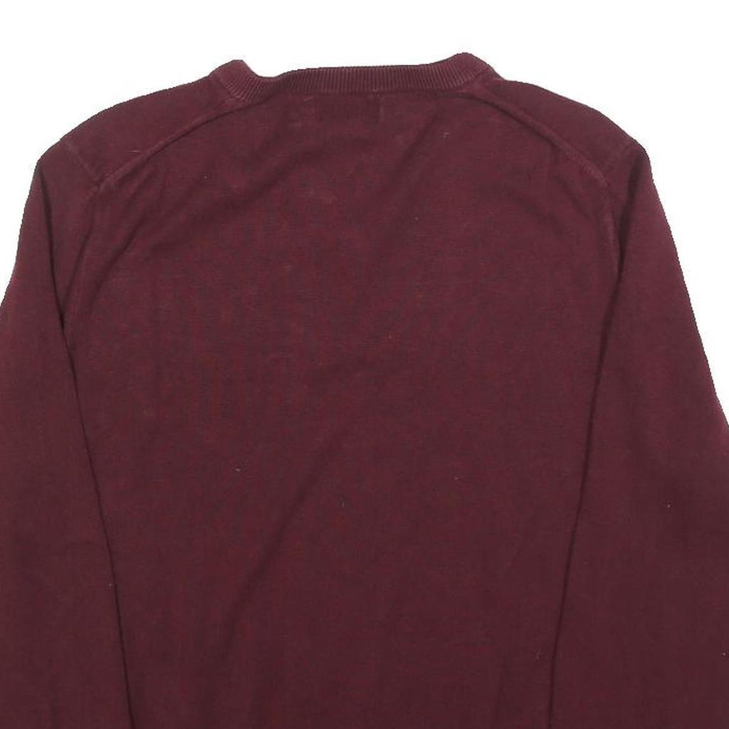 NAUTICA Mens Maroon Plain Pullover V-Neck Basic Knit M Cotton Blend Jumper