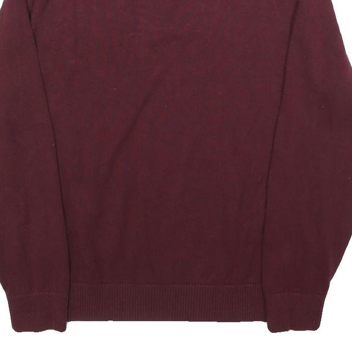 NAUTICA Mens Maroon Plain Pullover V-Neck Basic Knit M Cotton Blend Jumper