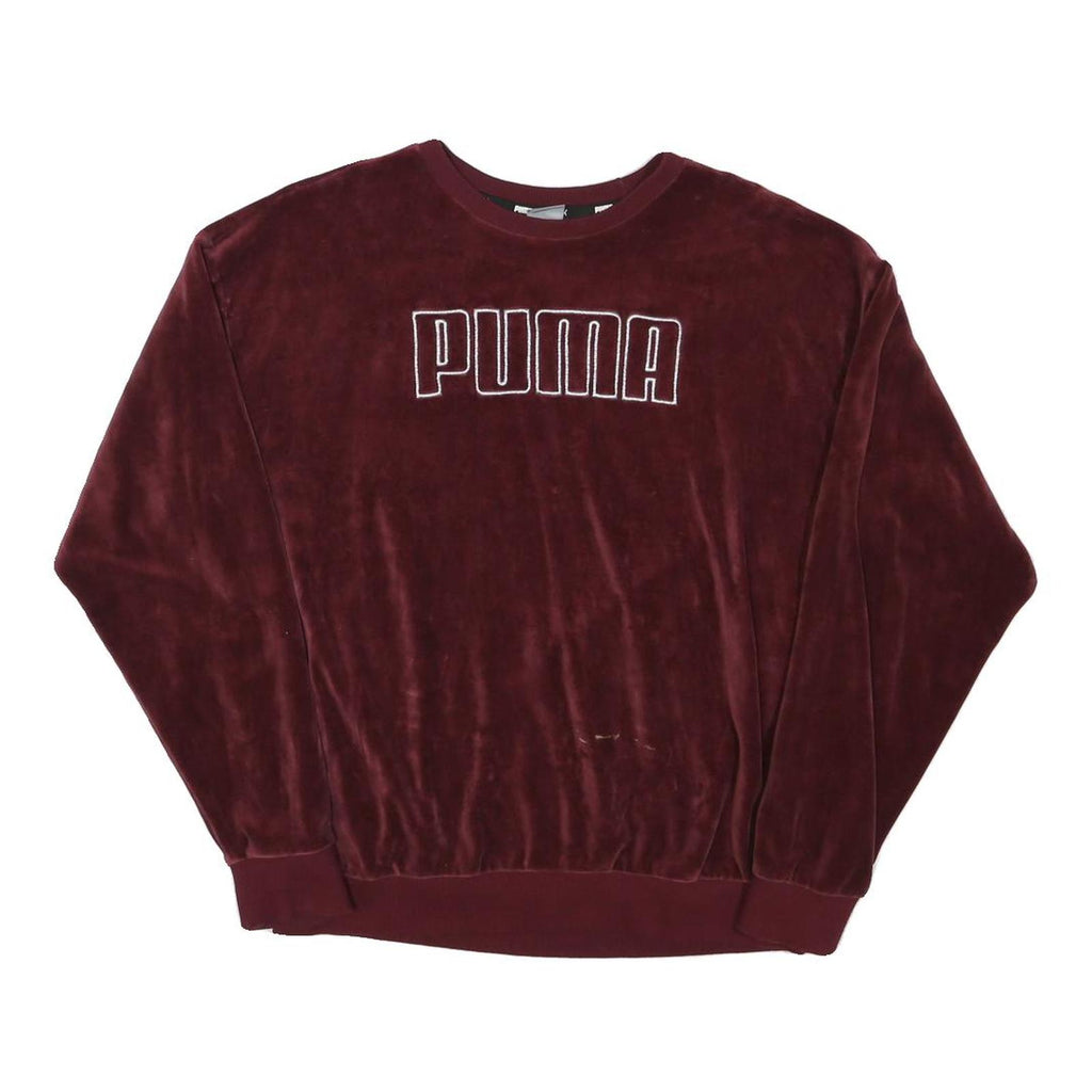 PUMA Mens Maroon Crew Neck Sweatshirt M Velvet Soft Casual Pullover