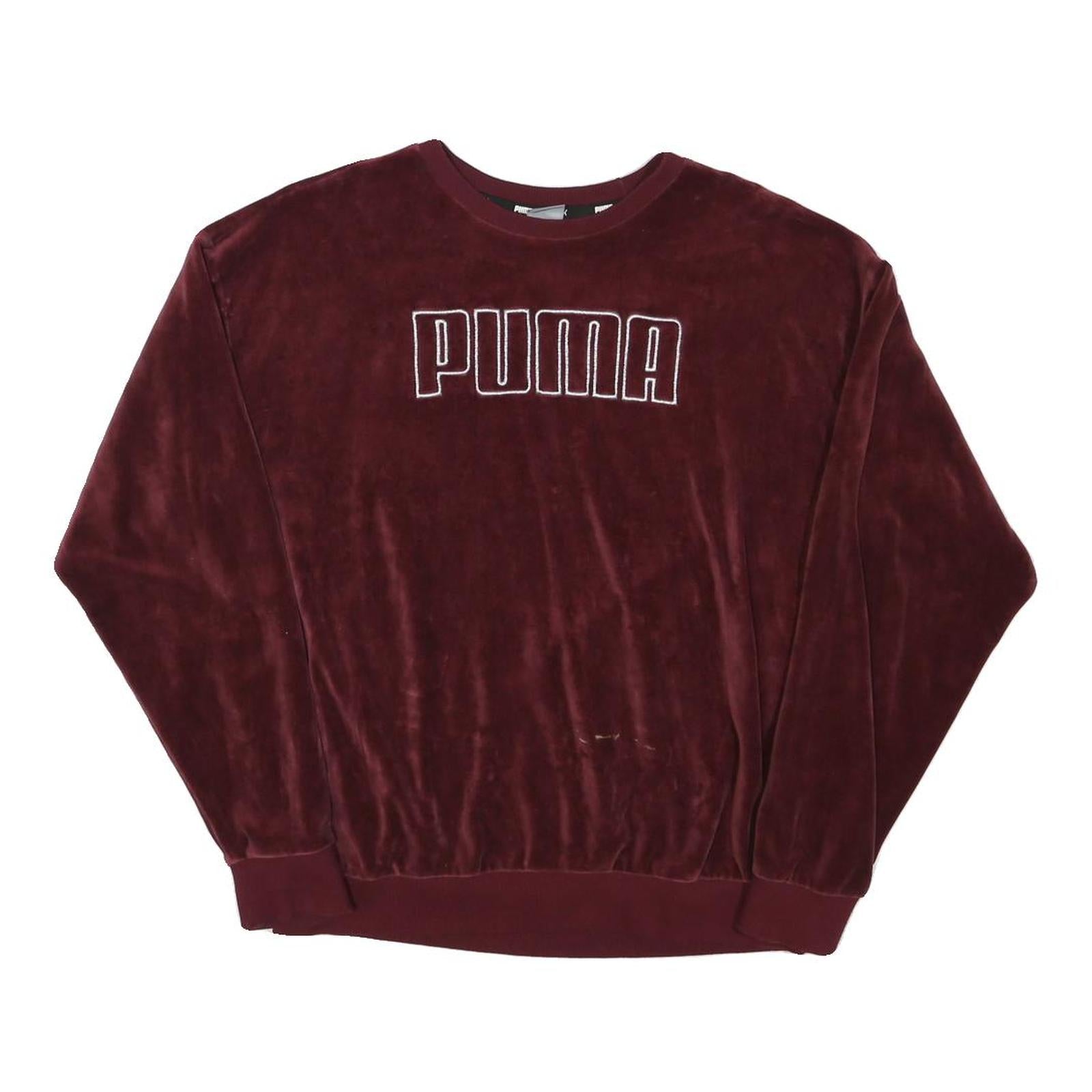 PUMA Mens Maroon Crew Neck Sweatshirt M Velvet Soft Casual Pullover