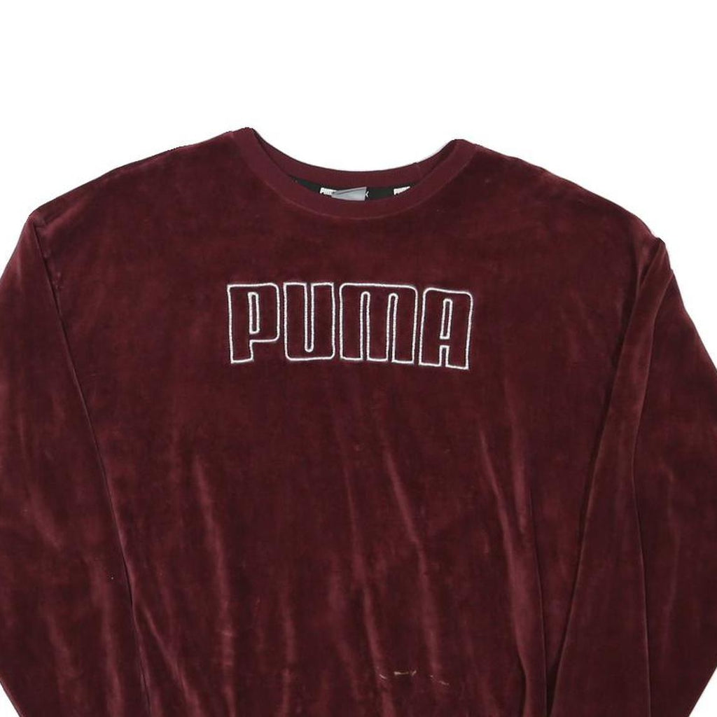 PUMA Mens Maroon Crew Neck Sweatshirt M Velvet Soft Casual Pullover