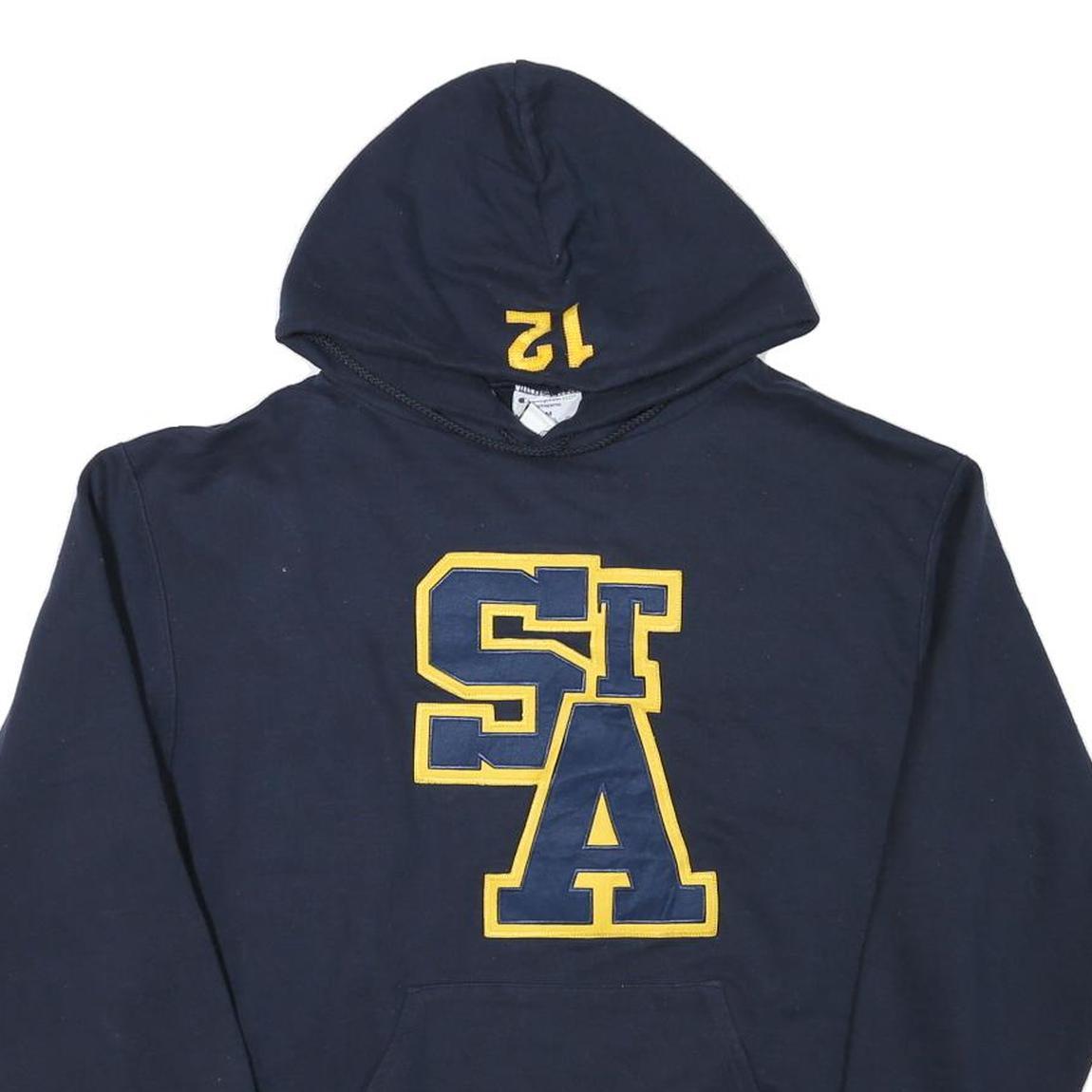 CHAMPION Mens Navy Blue St A Pullover Hoodie M Cotton Blend Drawstring