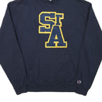 CHAMPION Mens Navy Blue St A Pullover Hoodie M Cotton Blend Drawstring