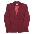 J'ENVIE Womens Red & Black Houndstooth Button Jacket Wool Blend S Classic
