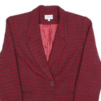 J'ENVIE Womens Red & Black Houndstooth Button Jacket Wool Blend S Classic