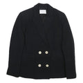 SANDRO Womens Black Double Breasted Jacket S Cotton Blend Button Blazer Classic