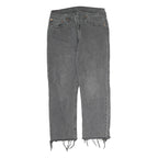 LEVI'S 501 Mens Jeans Grey Regular Straight Denim Raw W30 L32 Distressed Hem