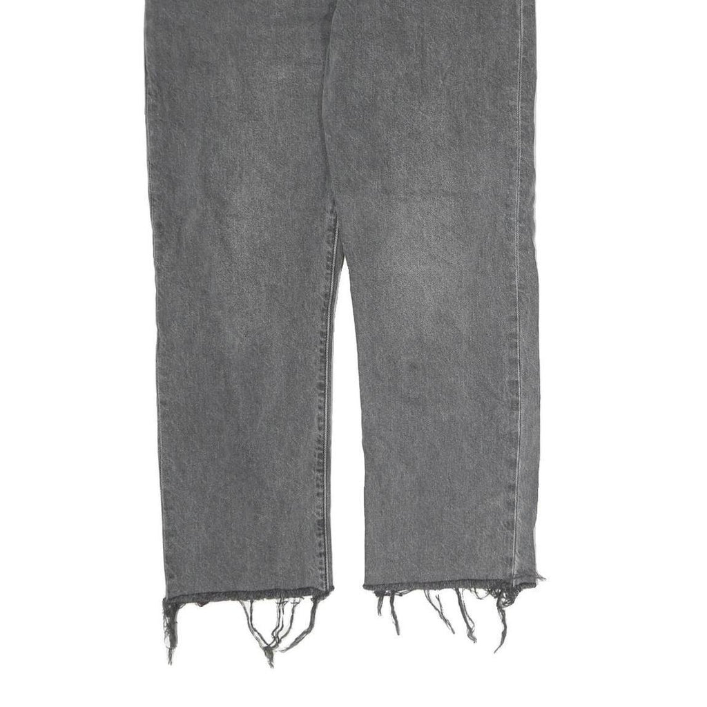 LEVI'S 501 Mens Jeans Grey Regular Straight Denim Raw W30 L32 Distressed Hem