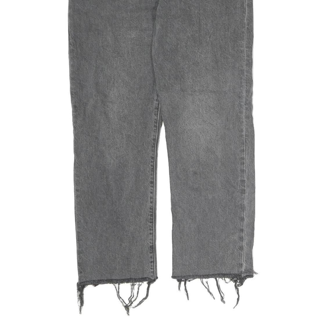 LEVI'S 501 Mens Jeans Grey Regular Straight Denim Raw W30 L32 Distressed Hem