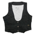 ROXY Womens Black Button Cotton Waistcoat XL Plain Casual Stylish Vest