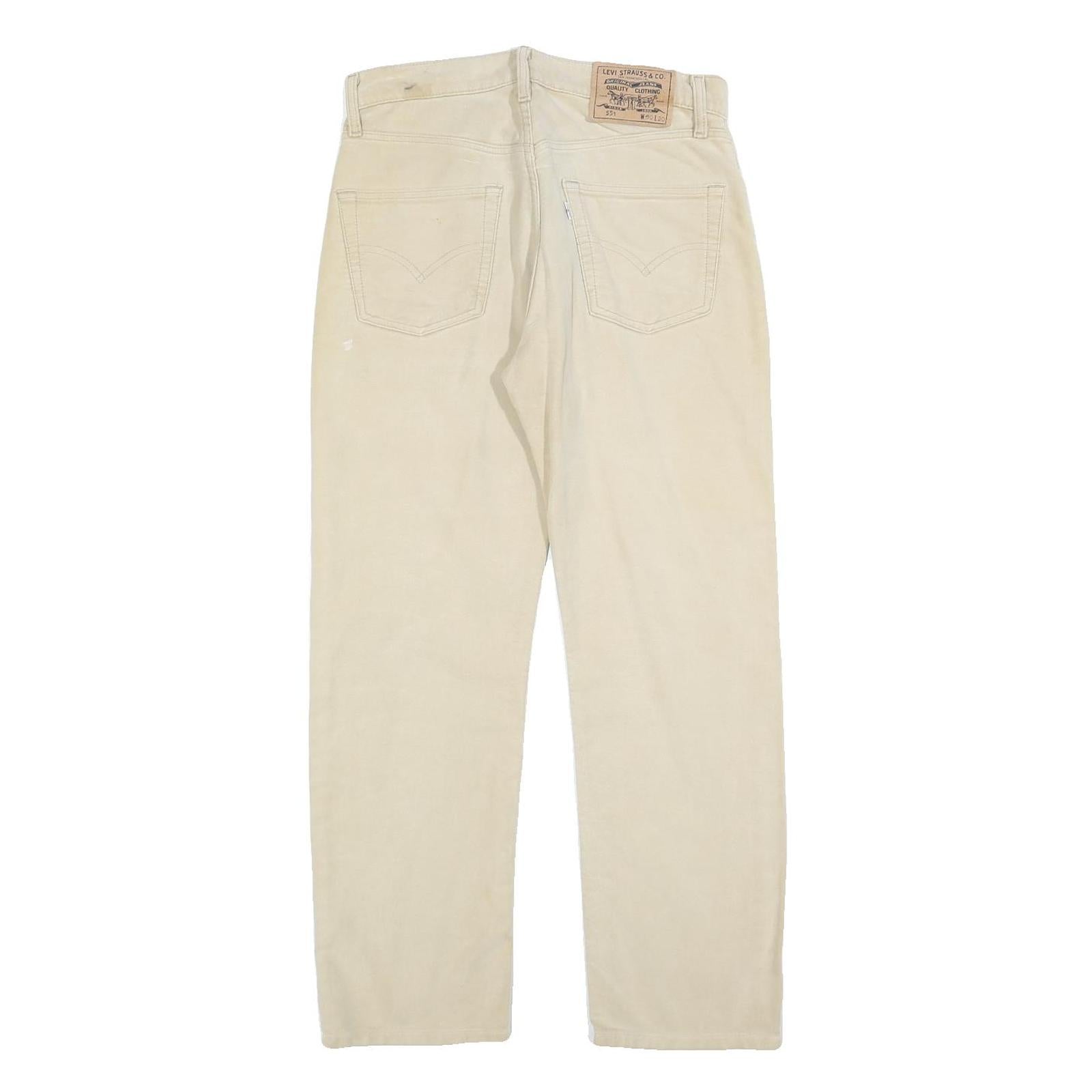 LEVI'S Mens Cotton Blend Beige Regular Fit Straight Leg Trousers W30 L27 Casual