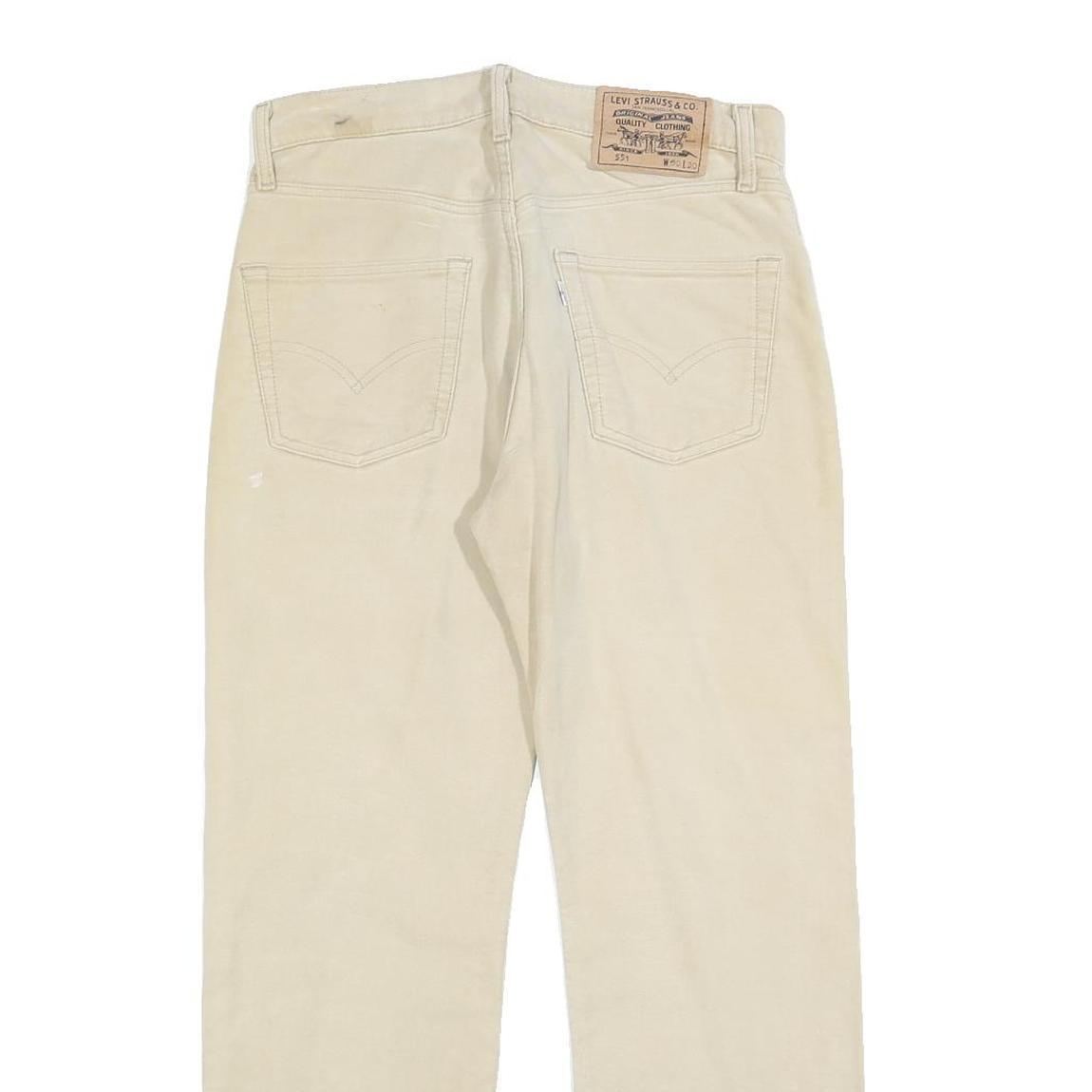 LEVI'S Mens Cotton Blend Beige Regular Fit Straight Leg Trousers W30 L27 Casual