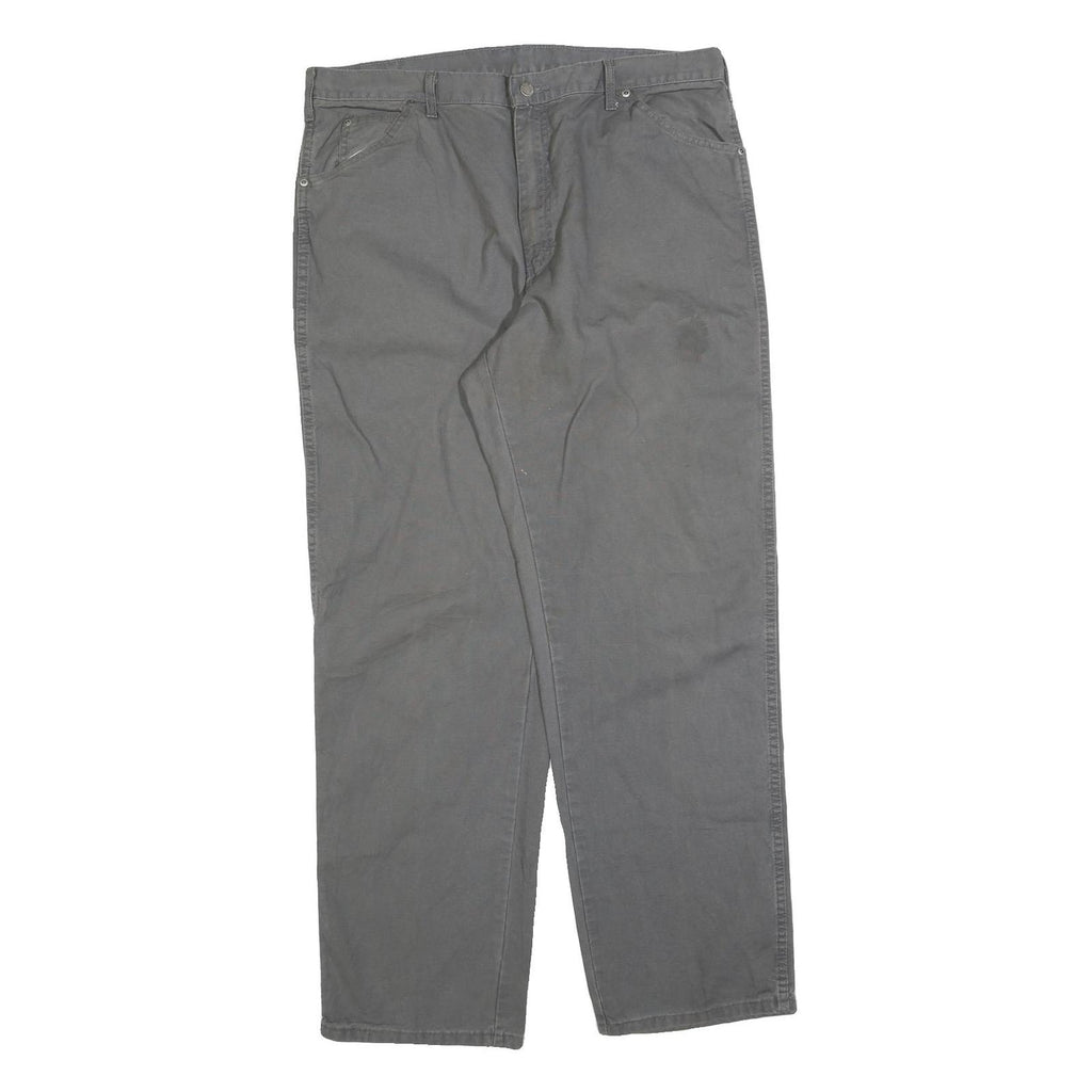 DICKIES Mens Cotton Blend Grey Relaxed Straight Trousers W38 L32 Workwear